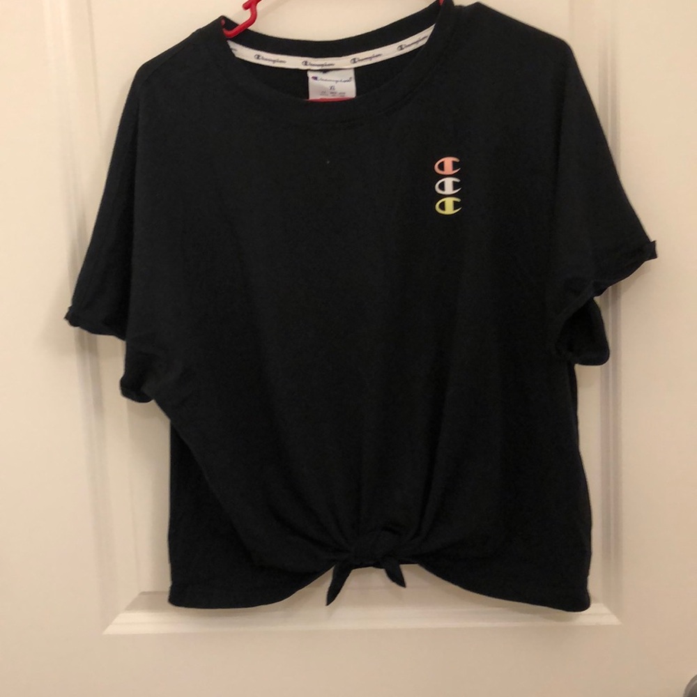 Champion XL black tie in front shirt